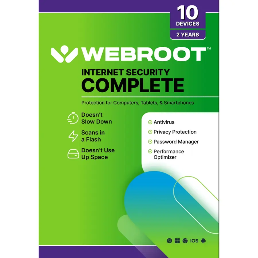 Webroot - Complete Internet Security + Antivirus Protection (10 Devices) (2-Year Subscription)